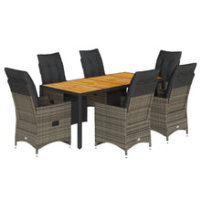 Bistroset Met Kussens Poly Rattan Grijs 7 190 x 90 x 75 cm Hout