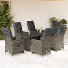 7-delige Bistroset met kussens poly rattan grijs