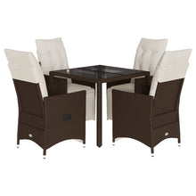 5-delige Bistroset met kussens poly rattan bruin