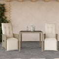 3-piece Bistro Set with Cushions Poly Rattan Beige