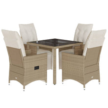 5-delige Bistroset met kussens poly rattan beige