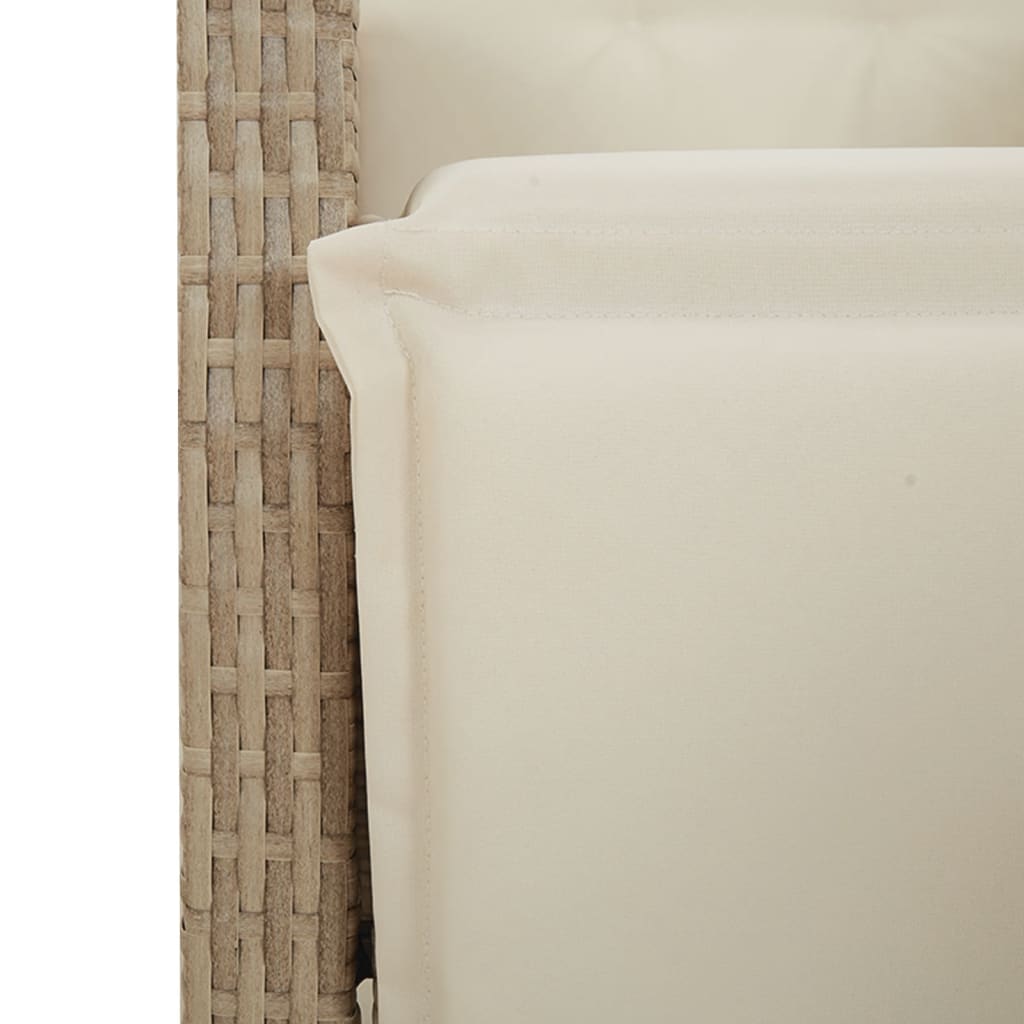 5-delige Bistroset met kussens poly rattan beige