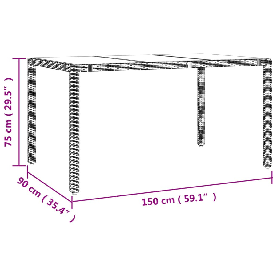 7-delige Bistroset met kussens poly rattan beige