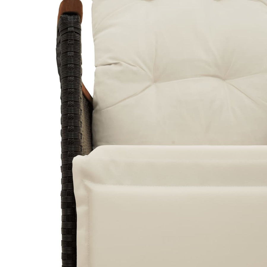 Bistroset Met Kussens Poly Rattan Zwart 5 150 x 90 x 75 cm Crème
