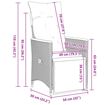 Bistroset Met Kussens Poly Rattan Zwart 7 150 x 90 x 75 cm Crème