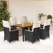 Bistroset Met Kussens Poly Rattan Zwart 7 150 x 90 x 75 cm Crème