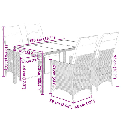 5-Delige Bistroset Met Kussens Poly Rattan 4