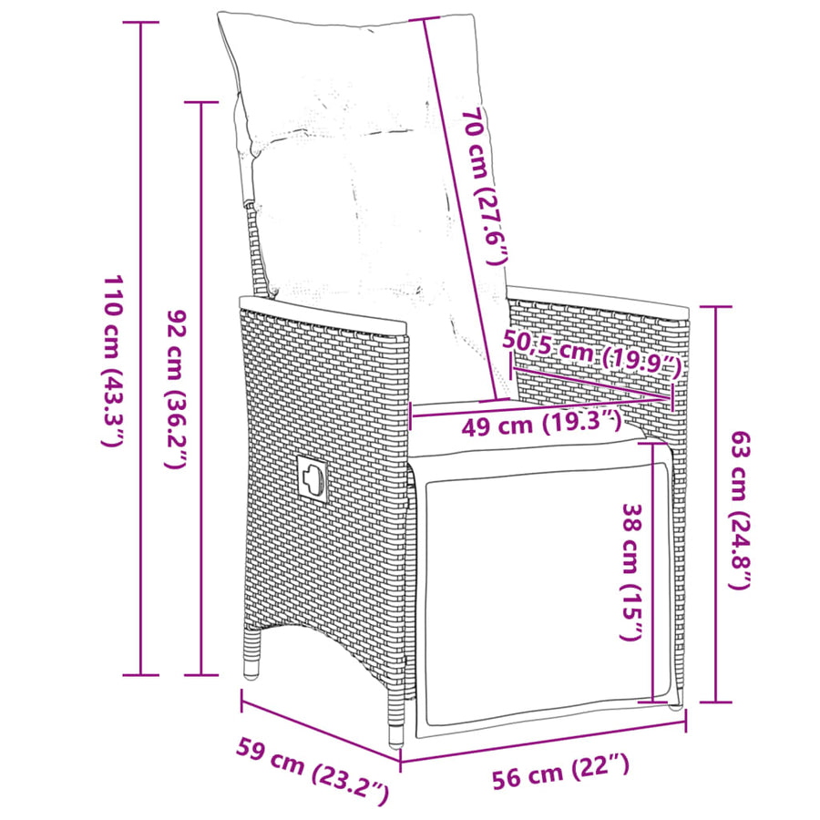 5-Delige Bistroset Met Kussens Poly Rattan 4