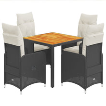 5-delige Bistroset met kussens poly rattan zwart