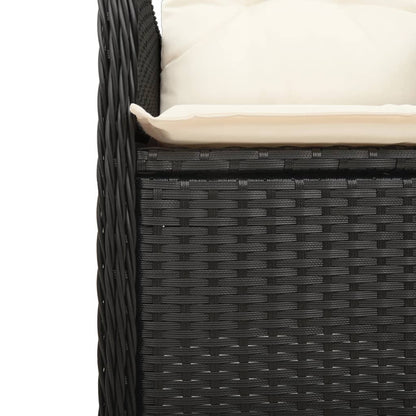 Bistroset Met Kussens Poly Rattan Zwart 7 150 x 90 x 75 cm