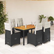 Bistroset Met Kussens Poly Rattan Zwart 7 150 x 90 x 75 cm