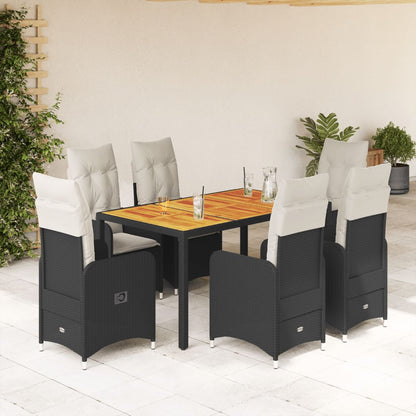 Bistroset Met Kussens Poly Rattan Zwart 7 150 x 90 x 75 cm