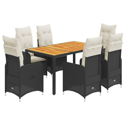 Bistroset Met Kussens Poly Rattan Zwart 7 150 x 90 x 75 cm