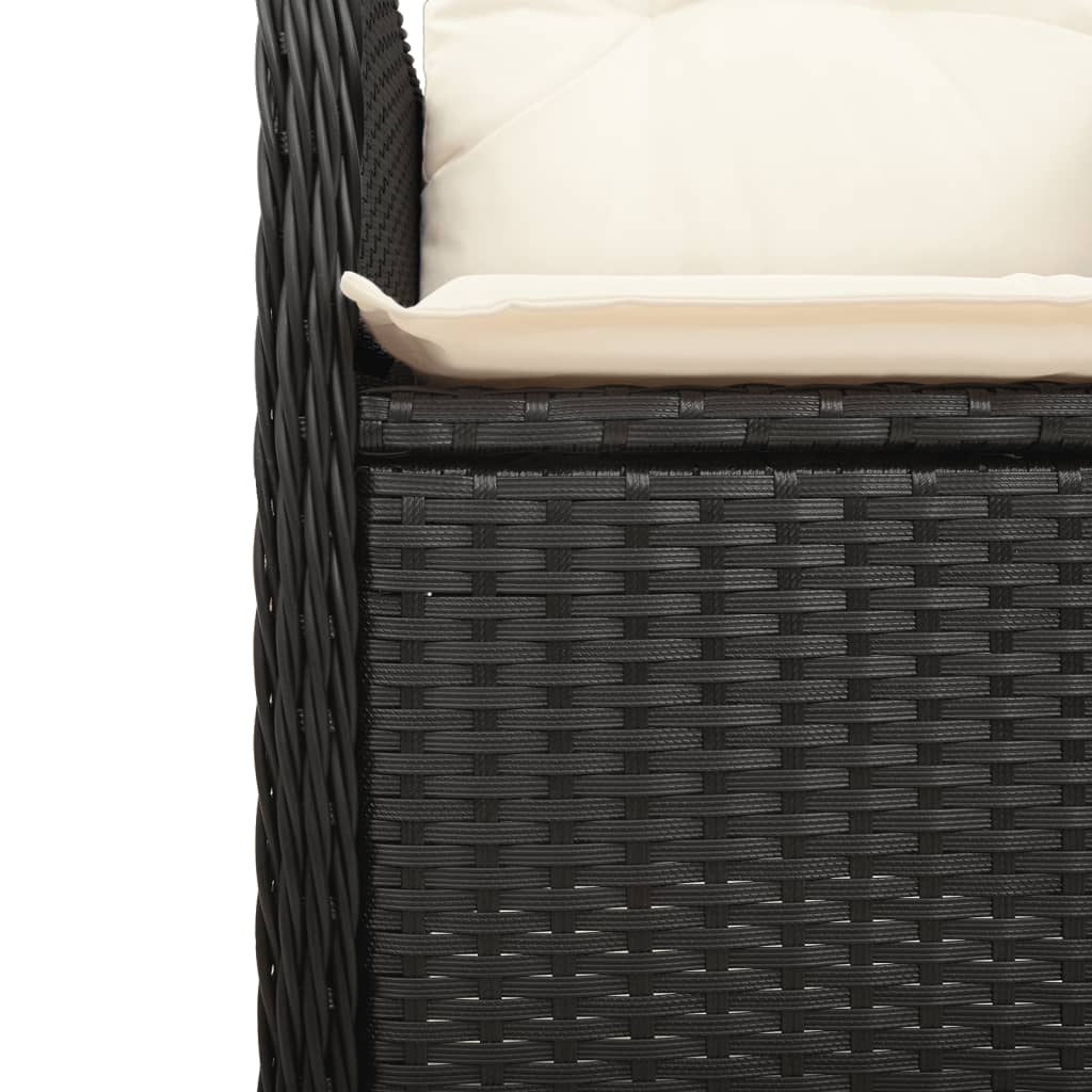Bistroset Met Kussens Poly Rattan Zwart 7 150 x 90 x 75 cm