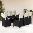 9-piece Bistro Set with Cushions Poly Rattan Black