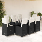 Bistroset 9-delig poly rattan zwart met kussens