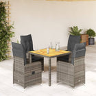 Bistroset 5-delig poly rattan grijs