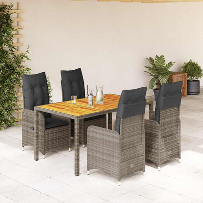 5-Delige Bistroset Met Kussens Poly Rattan Grijs 4