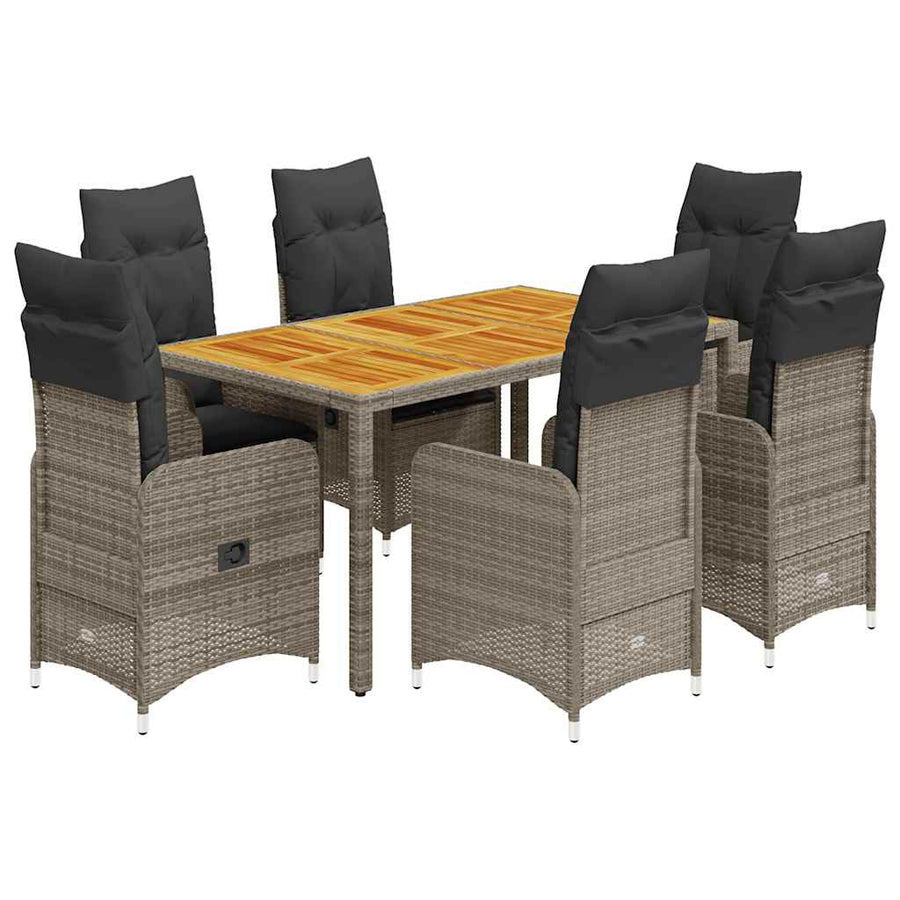 7-Delige Bistroset Met Kussens Poly Rattan Grijs 6