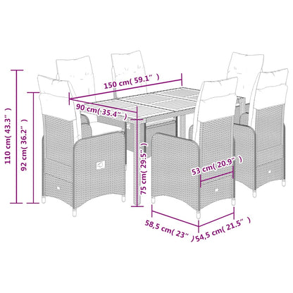 7-Delige Bistroset Met Kussens Poly Rattan Grijs 6