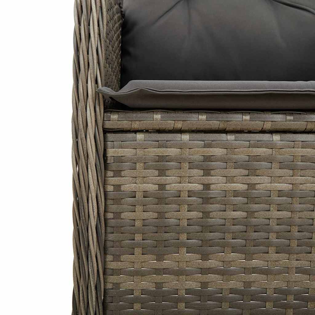Bistroset Met Kussens Poly Rattan Grijs 7 190 x 90 x 75 cm