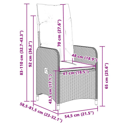 Bistroset Met Kussens Poly Rattan Grijs 7 190 x 90 x 75 cm