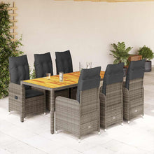 Bistroset Met Kussens Poly Rattan Grijs 7 190 x 90 x 75 cm