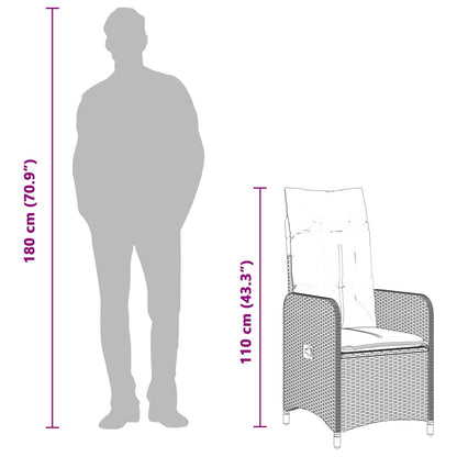 Bistroset Met Kussens Poly Rattan Grijs 9 190 x 90 x 75 cm