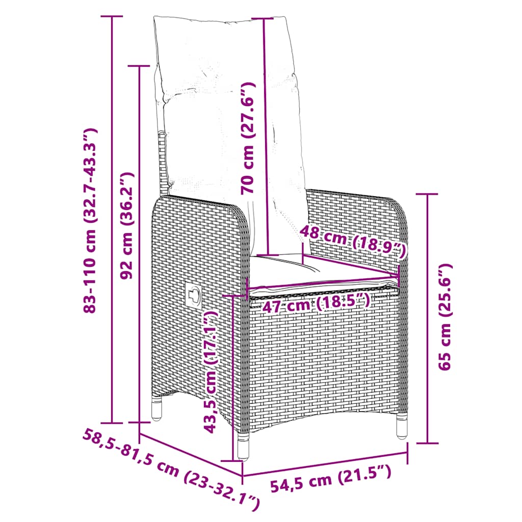 Bistroset Met Kussens Poly Rattan Grijs 9 190 x 90 x 75 cm