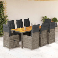 Bistroset Met Kussens Poly Rattan Grijs 9 190 x 90 x 75 cm