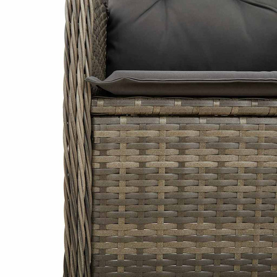 Bistroset Met Kussens Poly Rattan Grijs 9 190 x 90 x 75 cm