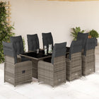 9-delige Bistroset met kussens poly rattan grijs