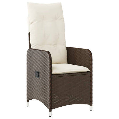 5-delige Bistroset met kussens poly rattan bruin
