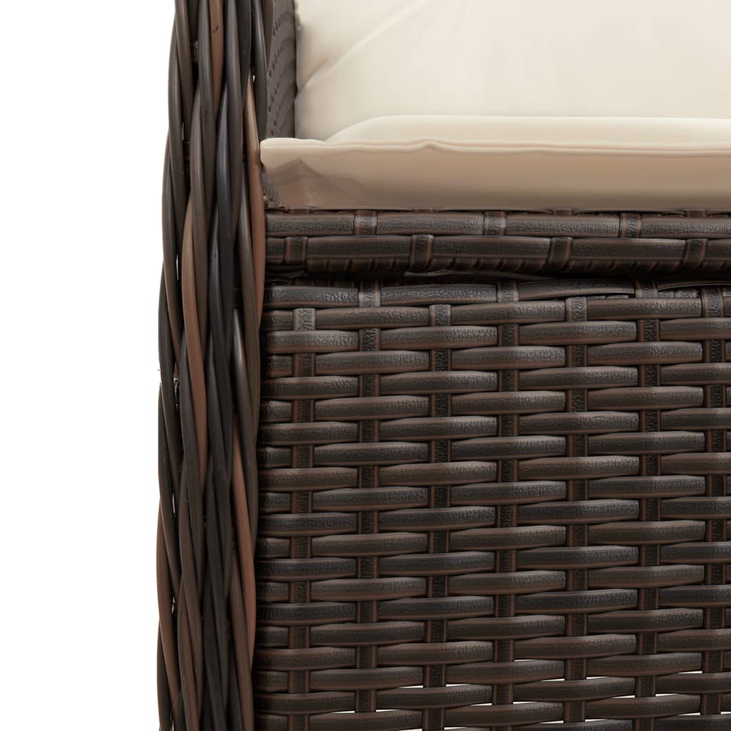 5-delige Bistroset met kussens poly rattan bruin
