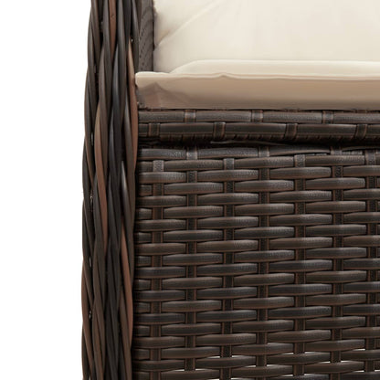5-delige Bistroset met kussens poly rattan bruin