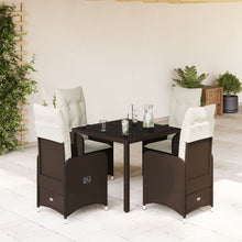 5-delige Bistroset met kussens poly rattan bruin