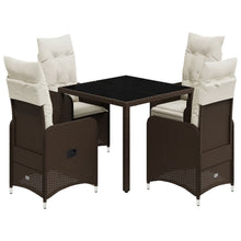 5-delige Bistroset met kussens poly rattan bruin