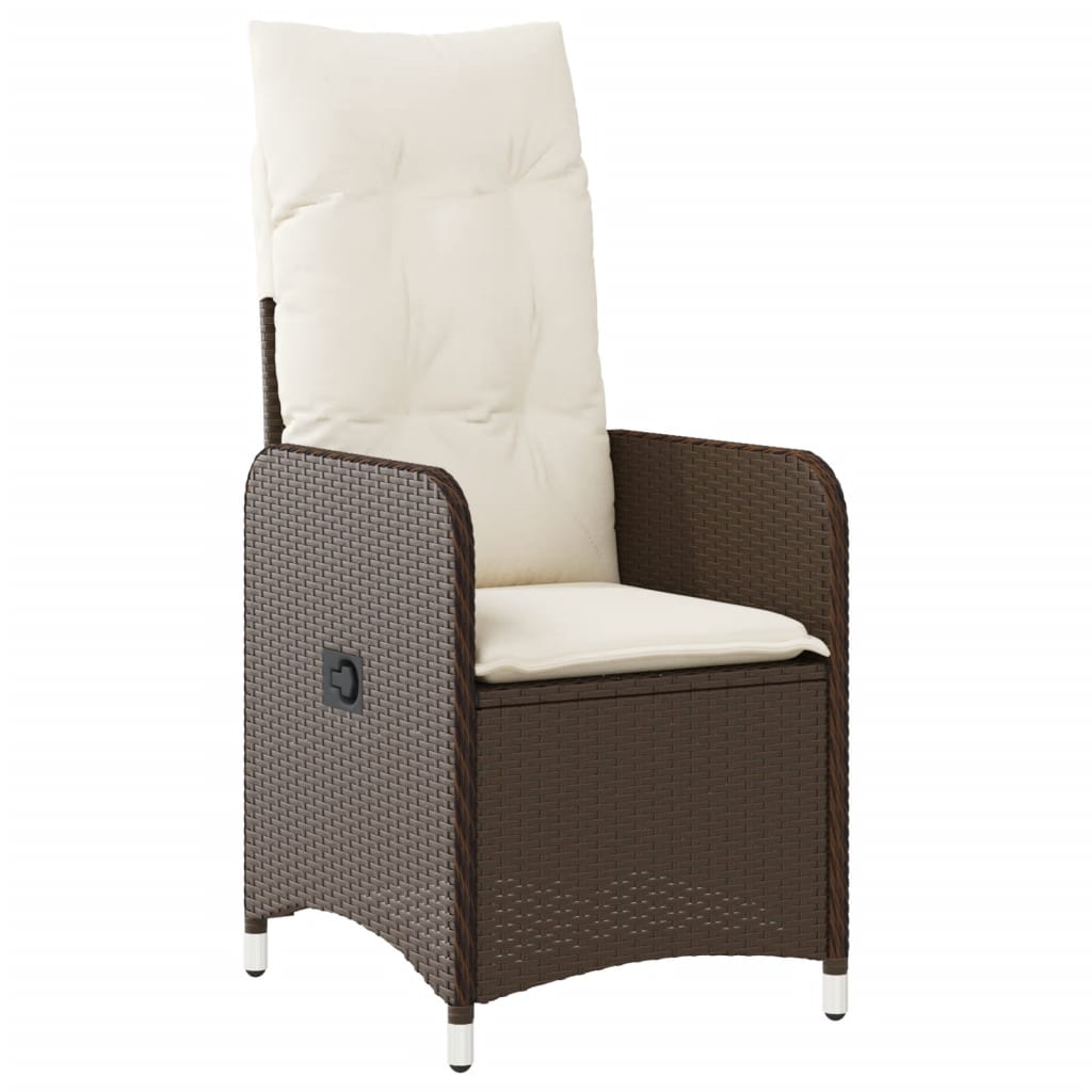 5-delige Bistroset met kussens poly rattan bruin