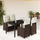 5-delige Bistroset met kussens poly rattan bruin