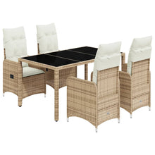 5-delige Bistroset met kussens poly rattan beige