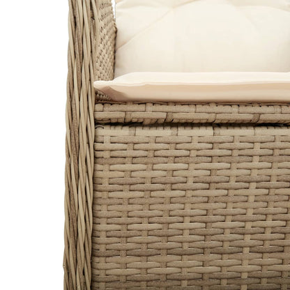 7-delige Bistroset met kussens poly rattan beige