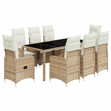 9-delige Bistroset met kussens poly rattan beige