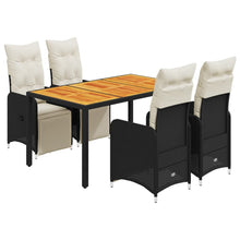 Bistroset Met Kussens Poly Rattan Zwart 5 150 x 90 x 75 cm Hout