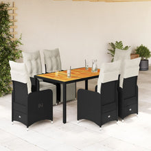 Bistroset Met Kussens Poly Rattan Zwart 7 150 x 90 x 75 cm Hout