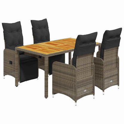 5-Delige Bistroset Met Kussens Poly Rattan Grijs 4