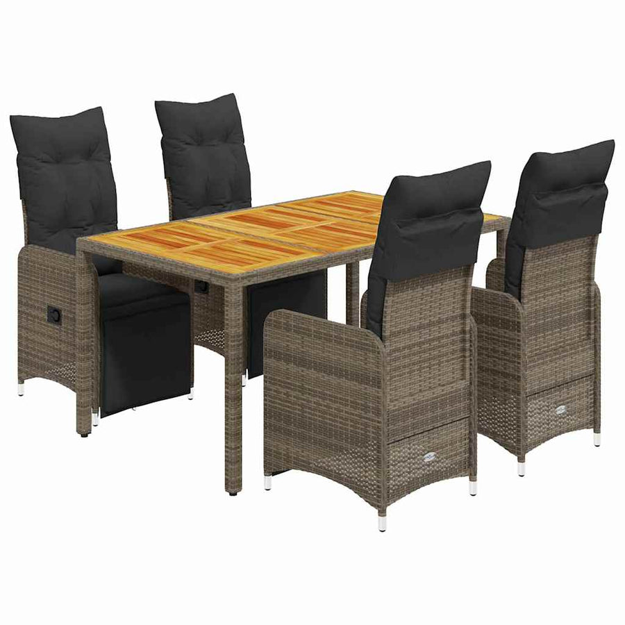 5-Delige Bistroset Met Kussens Poly Rattan Grijs 4