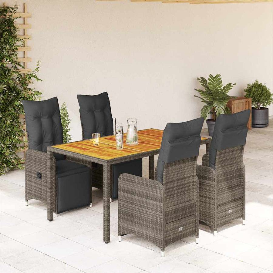 5-Delige Bistroset Met Kussens Poly Rattan Grijs 4