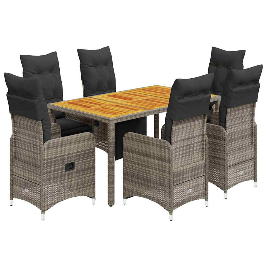 7-Delige Bistroset Met Kussens Poly Rattan Grijs 6