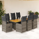 9-delige Bistroset met kussens poly rattan grijs