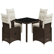5-delige Bistroset met kussens poly rattan bruin